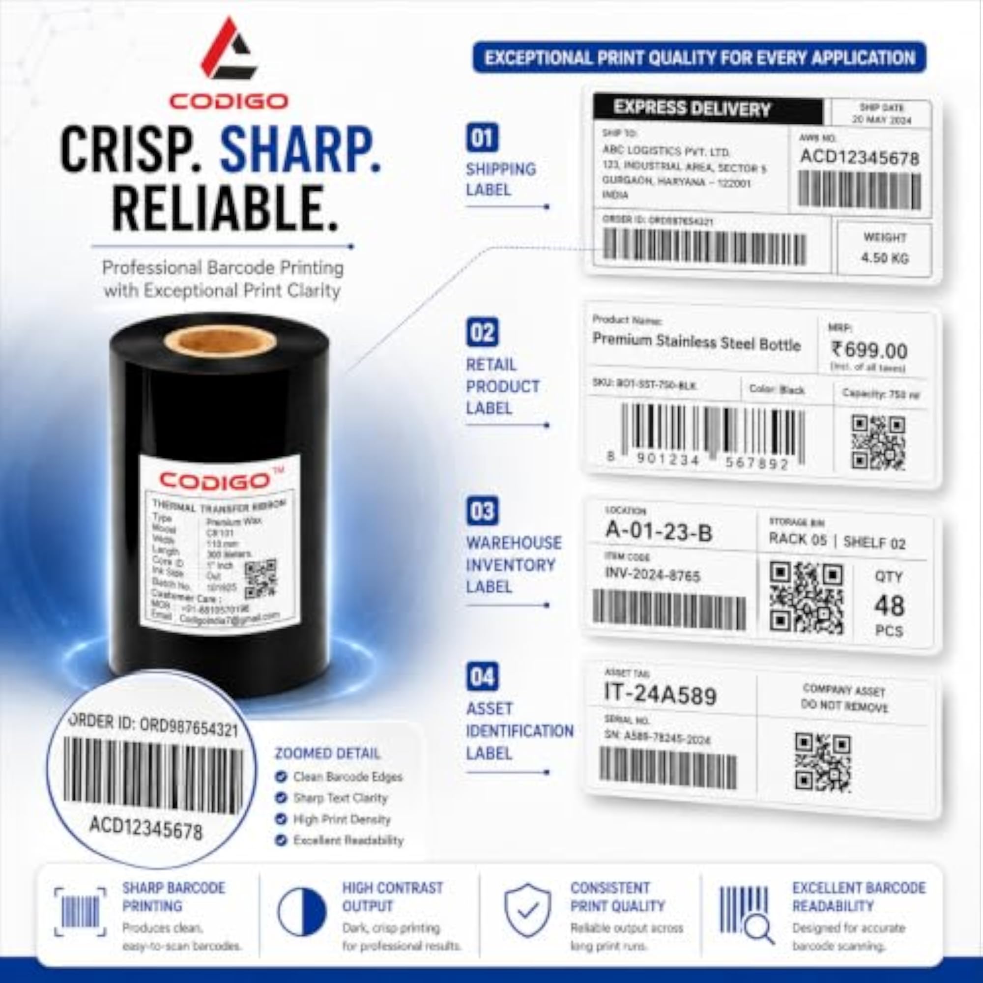Thermal Transfer Ribbon 110mm x 300m Barcode Printer Ink